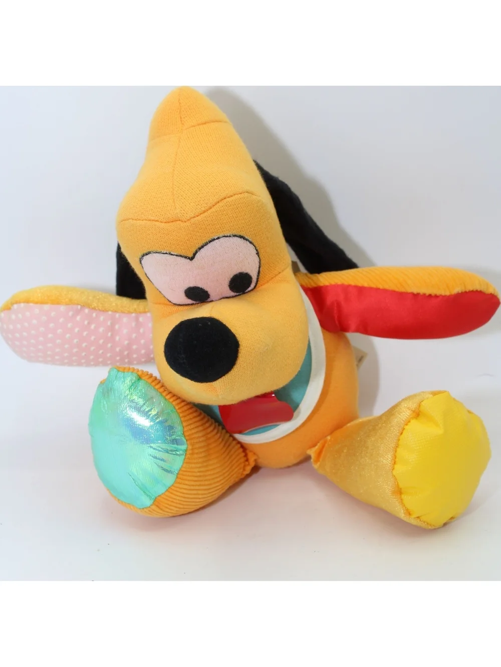 VTG 1990 Walt Disney Mickey Mouse & Friends Pluto Baby Dog Rattle Stuffed Plush